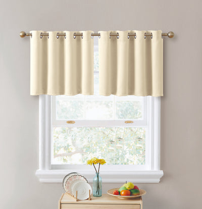 2pc Solid Grommet Thermal Insulated Window Curtain Panels Room Darkening Blackout 36"