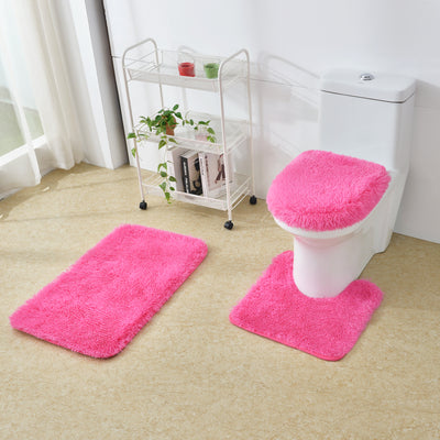 1pc/2pc/3pc Fluffy Bathroom Shaggy Rugs Toilet Lid Bathroom Decor Set Soft & Washable