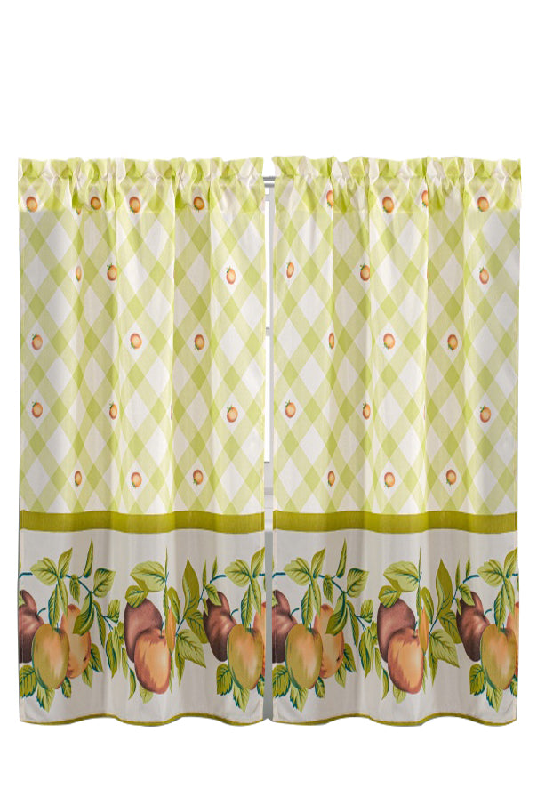 3pc Printed Rod Pocket Kitchen Curtain Tier Swag Valance Set