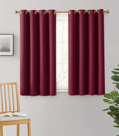 2pc Solid Grommet Thermal Insulated Window Curtain Panels Room Darkening Blackout 45" | Jenin Home Furnishing.