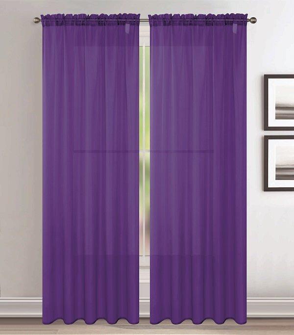 Solid Voile Rod Pocket Sheer Curtains for Bedroom Drapes Set of 2 54" Curtains for Bedroom Panels Window Treatment Home Decor 54" | Jenin Home Furnishing.